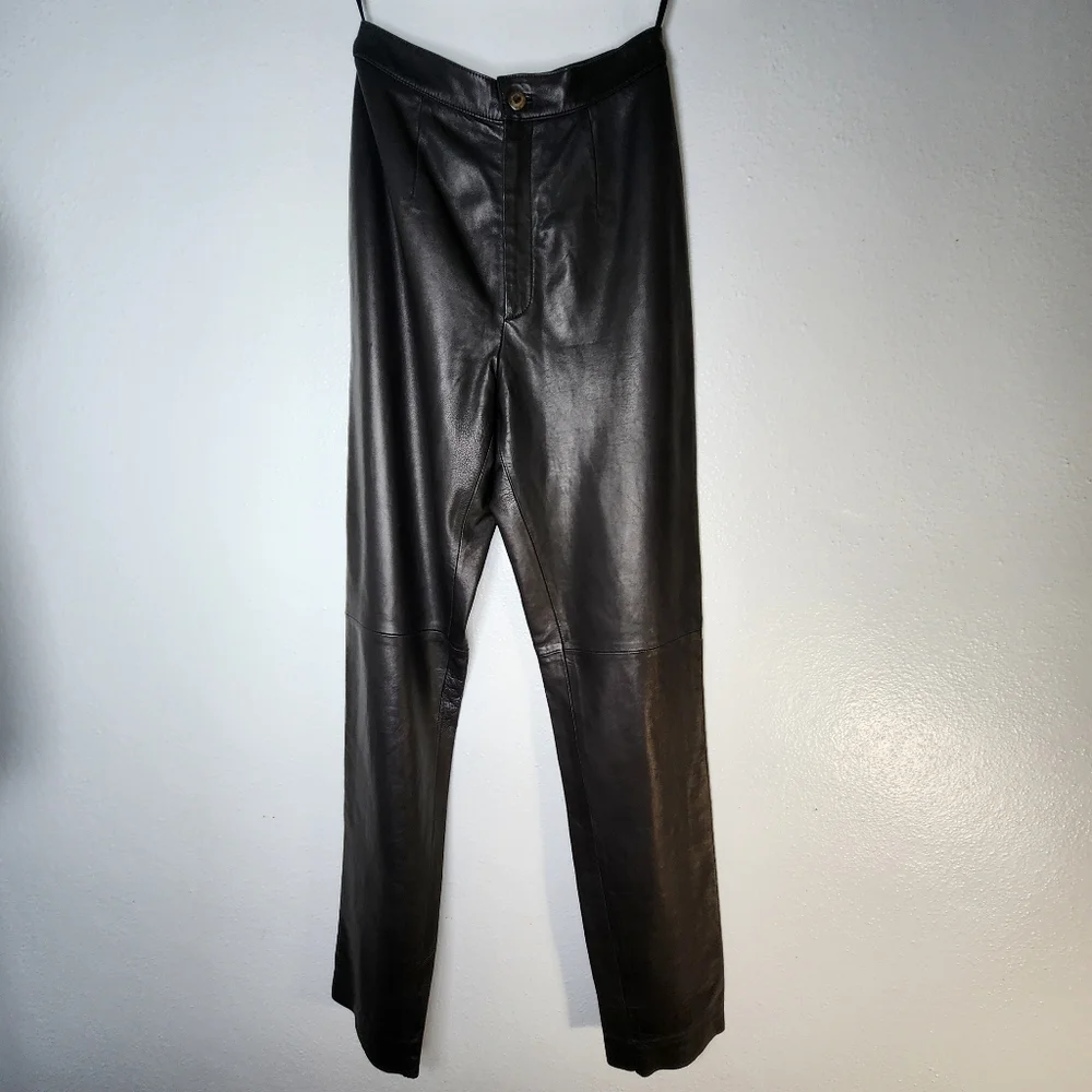 Dana Buchman Lamb Skin Leather Black Pants Size 2 - Picture 5 of 16